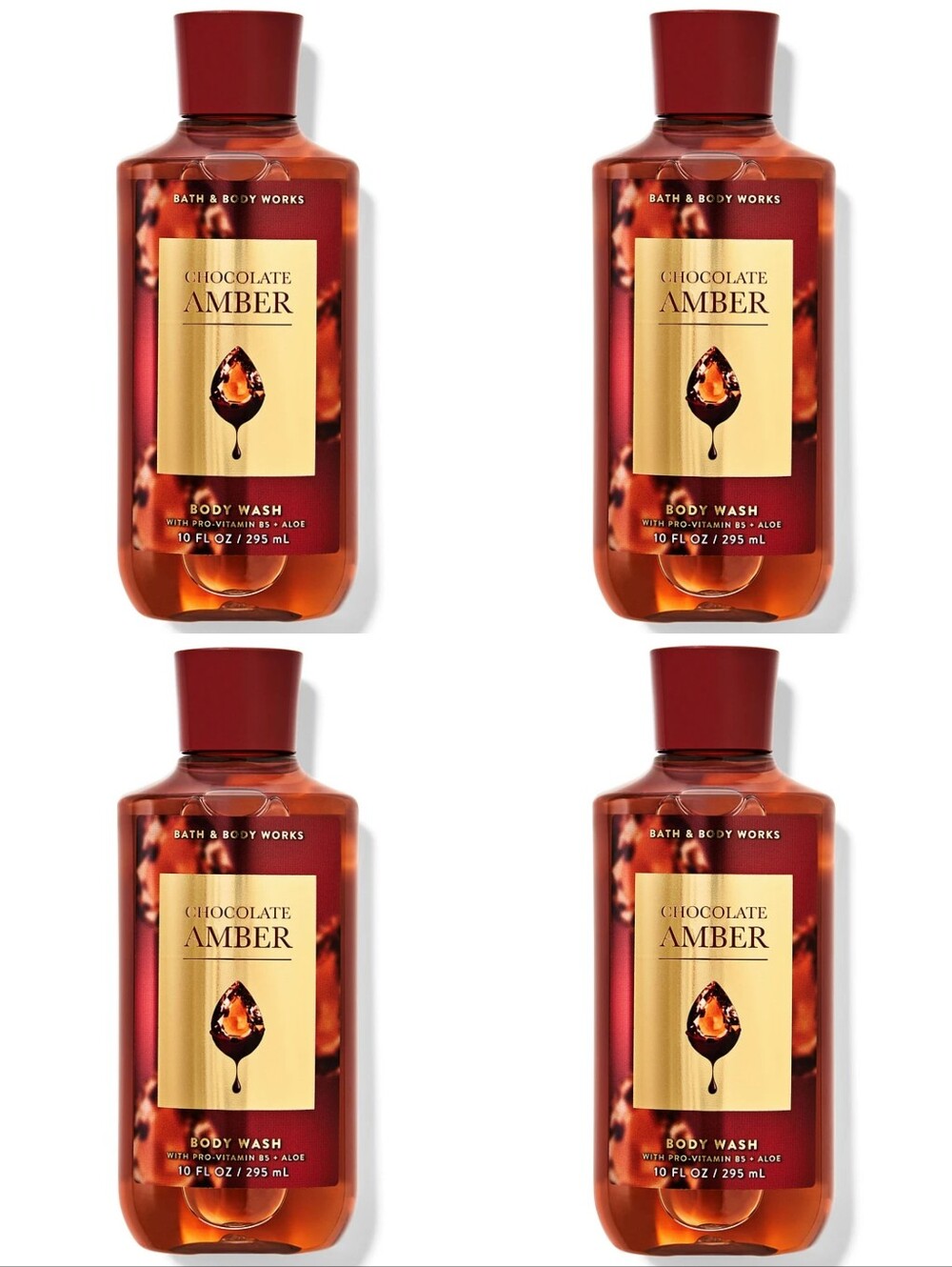 Bath & Body Works Chocolate Amber Body Wash Set of 4 NEW RARE